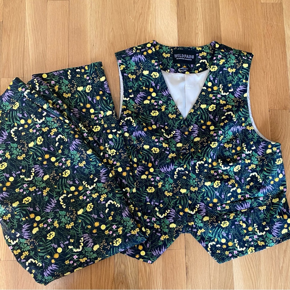 Wildfang Floral Vest and Pants Set, NWT